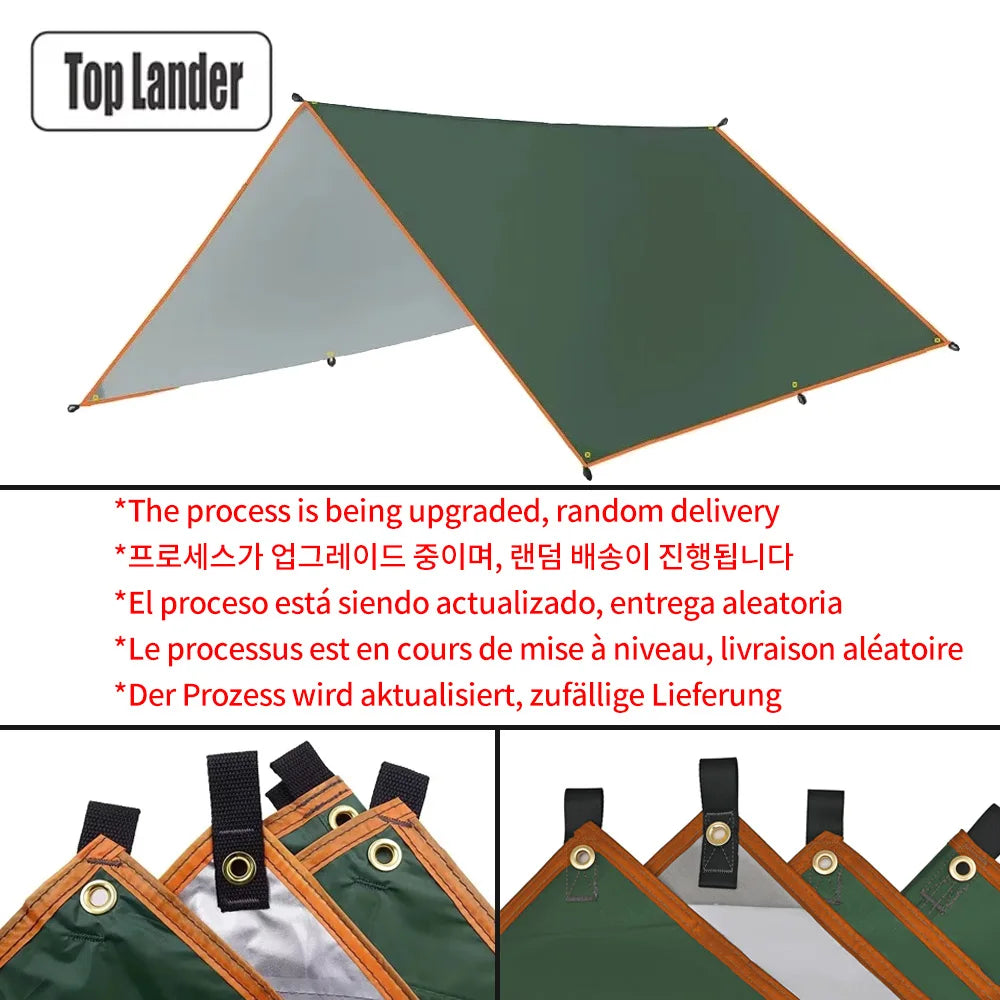 Waterproof Camping Tarp - 3500mm PU Coated 190T Polyester Sun Shelter with UV Protection - Multiple Sizes Available