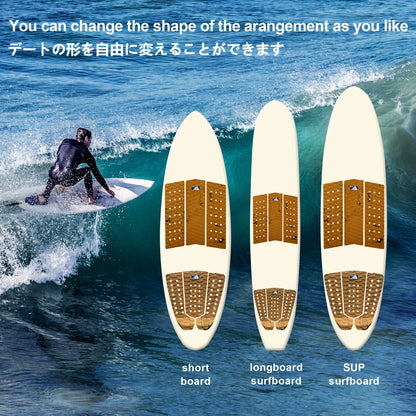 EVA Surfboard Traction Pad - 3-Piece Deck Grip with Tail Kick