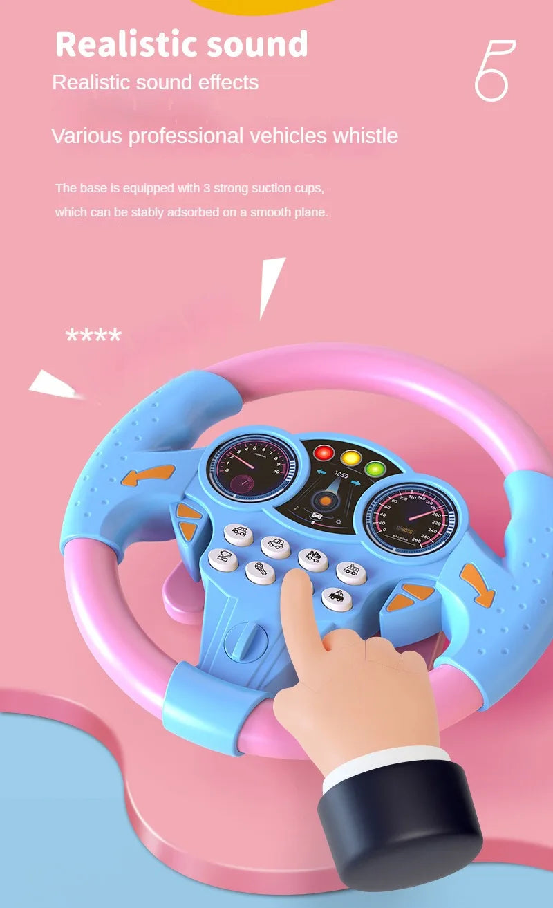 Kids Interactive Steering Wheel Toy - Educational Stroller Copilot with Sound Effects