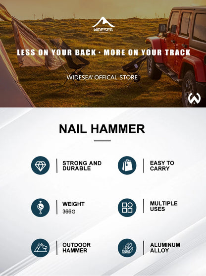 Stainless Steel Camping Hammer with Copper Accents - Tent Stake Mallet & Puller for Mountaineering Hiking Outdoor Adventures