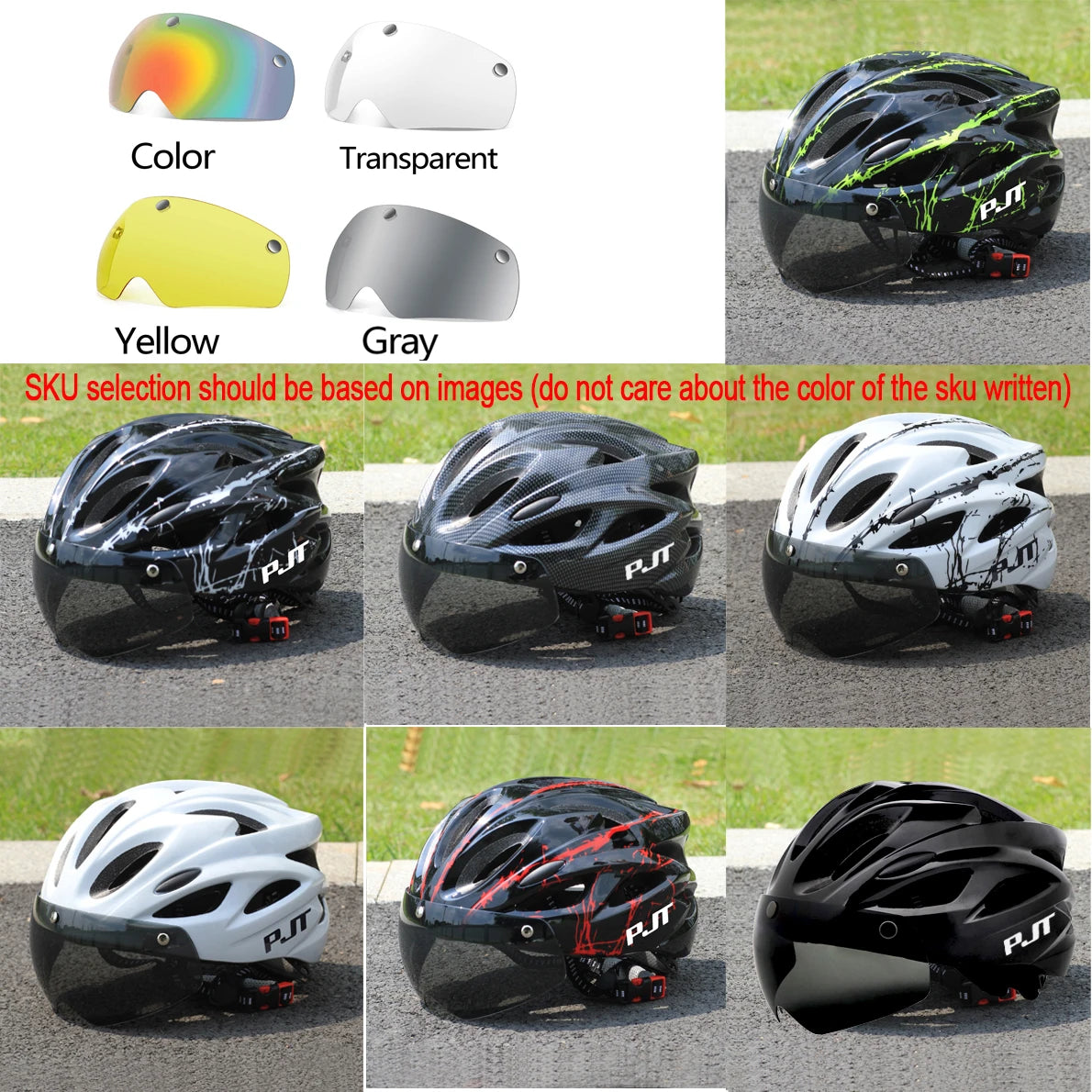 PJT Ultra-Light Cycling Helmet with Magnetic Goggles - PC Shell & EPS Foam Construction, MTB Bike Helmet