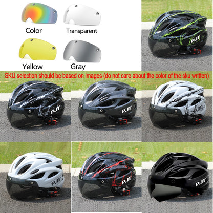 PJT Ultra-Light Cycling Helmet with Magnetic Goggles - PC Shell & EPS Foam Construction, MTB Bike Helmet