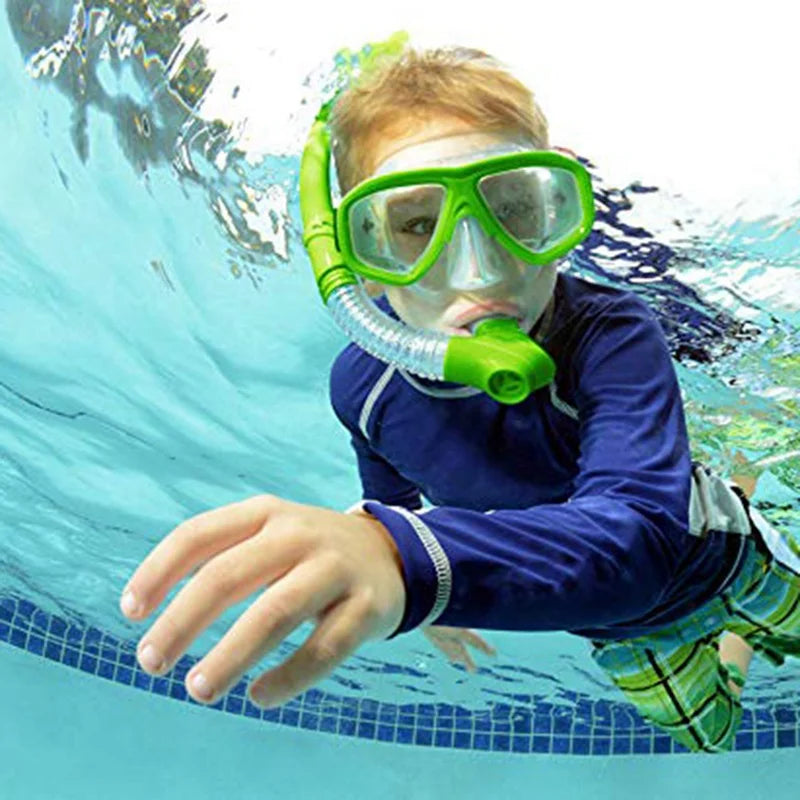 Kids Anti-Fog Diving Mask Set with Breathing Tube - Shockproof Underwater Swimming Goggles with Adjustable Band for Snorkeling