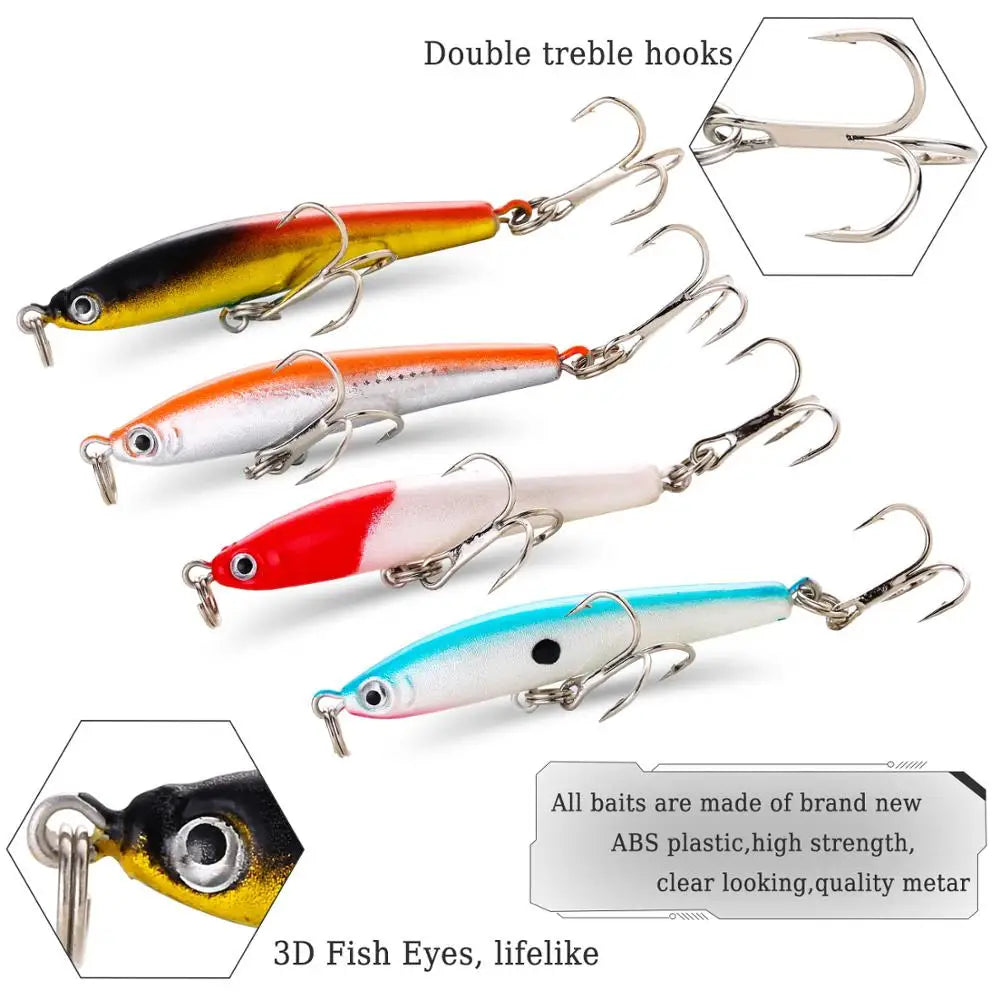 Fishing Bait Set 4PCS Wobbler Anti-Corrosion Hook Bass Lure for Sea Carp Fishing Tackles