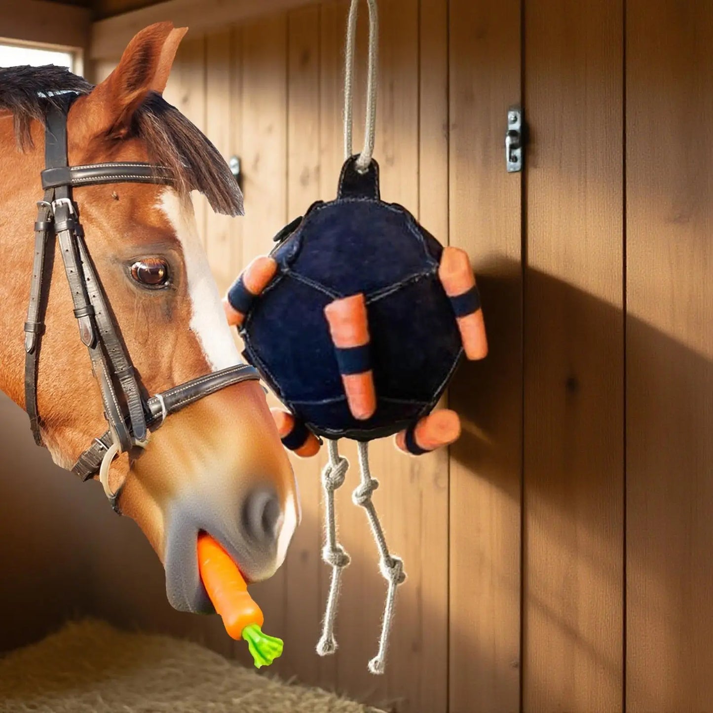 Hanging Hay Feeder Ball - Horse Treat Dispenser Toy for Stress Relief | Carrot Feeding Ball for Horses, Goats & Sheep