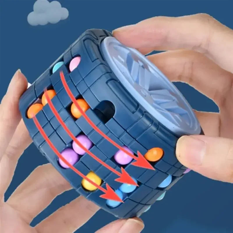 3D Rotating Cube Puzzle Toy - Magical Bean Gyro Slide Game for Stress Relief & Montessori Learning