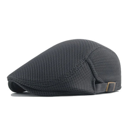 Breathable Mesh Newsboy Cap - Adjustable Flat Cap for Active & Casual Wear