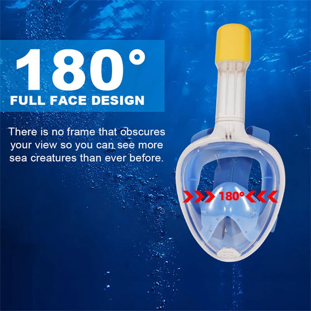 Full Face Snorkeling Mask - Anti-Fog Underwater Diving Goggles for Kids & Adults Swimming Equipment