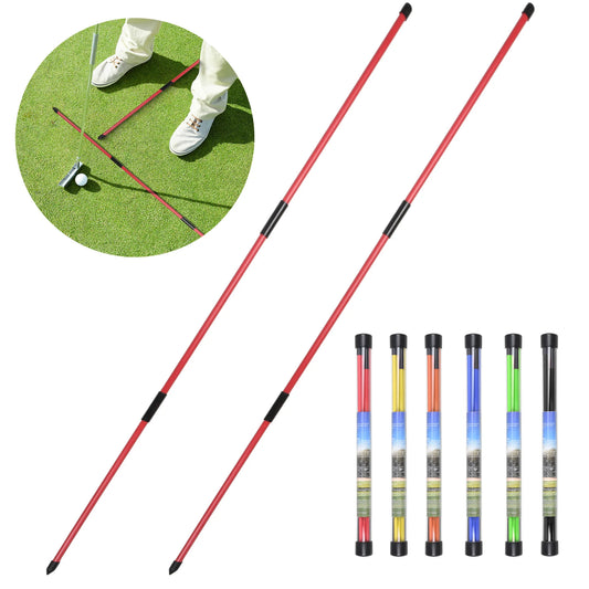 Golf Alignment Sticks - 2 Sets of 48inch Practice Rods - Collapsible & Portable - 6 Colors Available