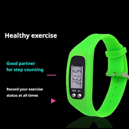 Digital LED Pedometer Watch - Silicone Sport Bracelet with Step Counter and Calorie Tracker