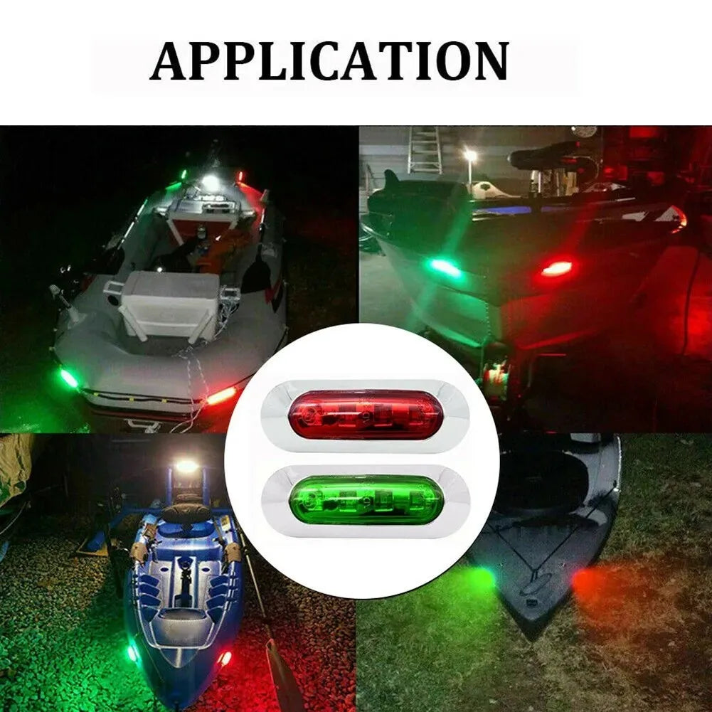 Marine LED Navigation Light Kit - Red & Green 12-24V Waterproof Boat Signal Lights (2-Pack)