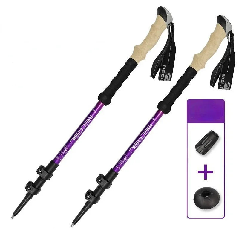 Premium Ultralight Telescopic Trekking Poles - 2PCS Adjustable Walking Sticks with Quick Lock System for Hiking