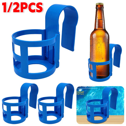 Pool Cup Holder Set - 1/2 Piece Multifunctional Drink Hanger & Storage Shelf for Swimming Pool Side Accessories