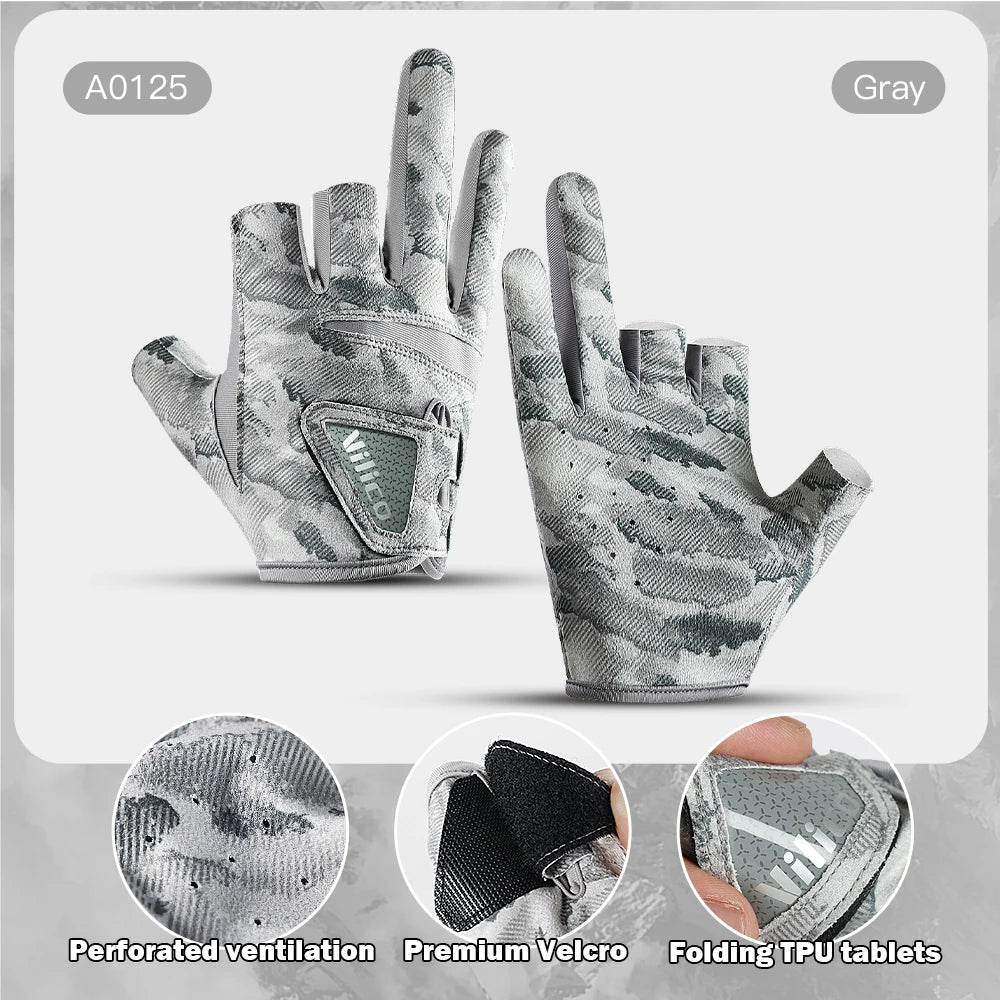 Men's Summer Fishing Gloves - Ice Silk Breathable Three-Finger Cut Design with UV Protection & Anti-Slip Grip (1 Pair)