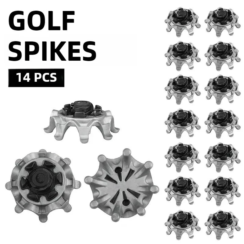 Golf Shoe Spikes Replacement Set - 14pcs Screw-In Cleats for Outdoor Training (Grey/Black)