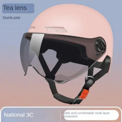 3C Certified Bicycle Safety Helmet with Goggles - Half Helmet for Men, Women, Adults & Children, Electric Bicycle & Motorcycle, Cartoon Design