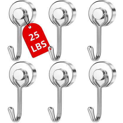 Heavy Duty Neodymium Magnetic Hooks - Extra Strong Magnets for Camping, Garage & Outdoor Storage (10-30 lbs, 3-20 Pack)
