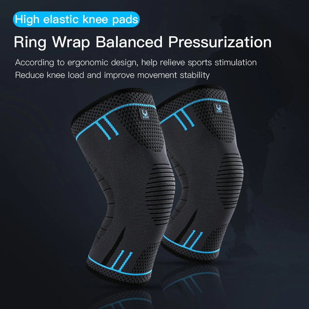 Compression Knee Support Sleeve - Elastic Breathable Knee Brace with Cushioning for Basketball, Volleyball, Running & Gym