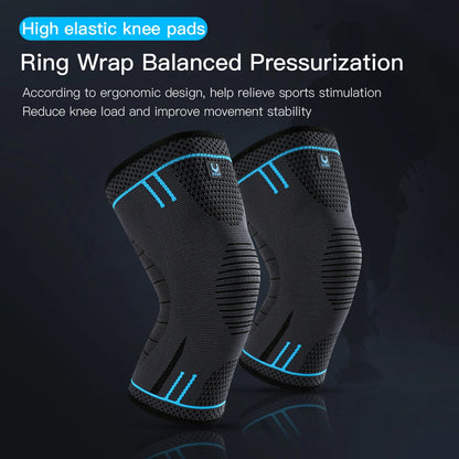 Compression Knee Support Sleeve - Elastic Breathable Knee Brace with Cushioning for Basketball, Volleyball, Running & Gym
