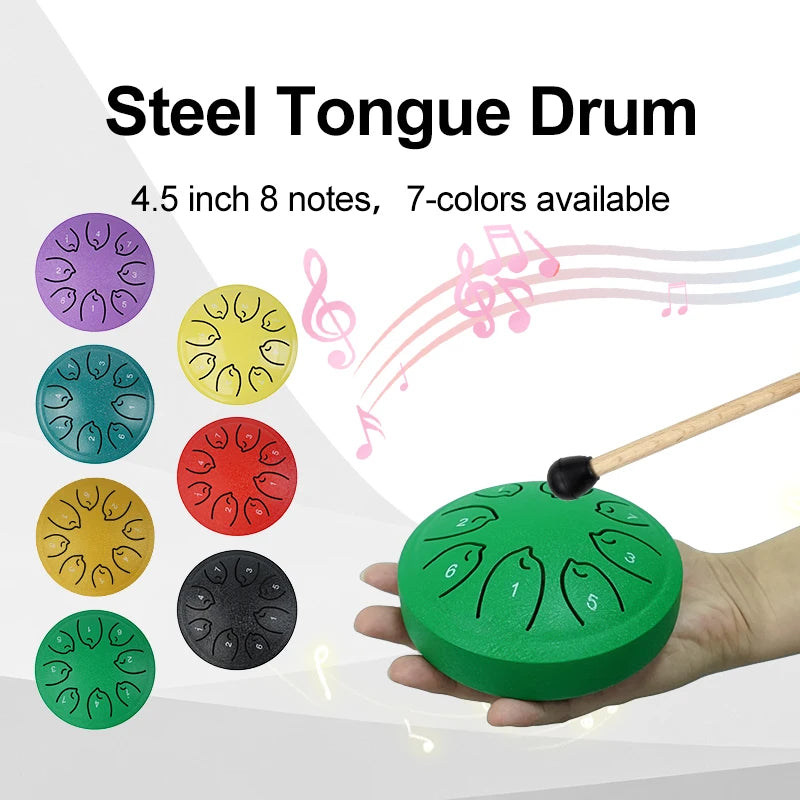 8-Note Steel Tongue Drum - 4.5 Inch Handpan for Meditation, Yoga, Chakra Healing & Music Education