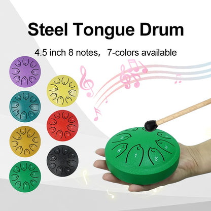 8-Note Steel Tongue Drum - 4.5 Inch Handpan for Meditation, Yoga, Chakra Healing & Music Education