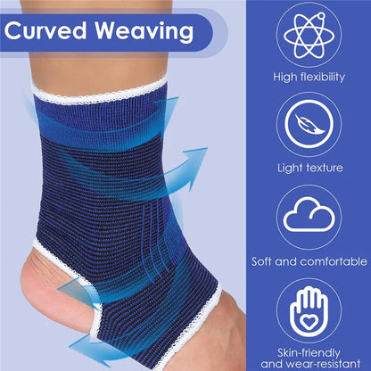 Elastic Ankle Brace Support - Super Soft Protection Guard for Gym Running Sports Fitness (1 Pair)