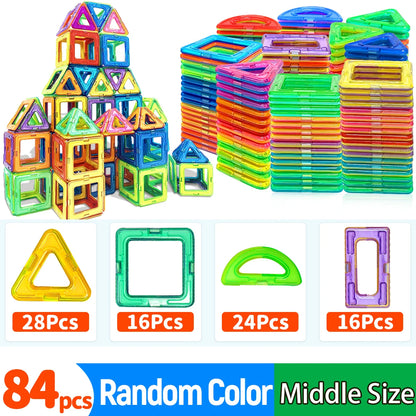Magnetic Building Blocks Set - Medium Size 60-Piece STEM Construction Toy, Educational DIY Magnet Tiles for Learning & Creative Play