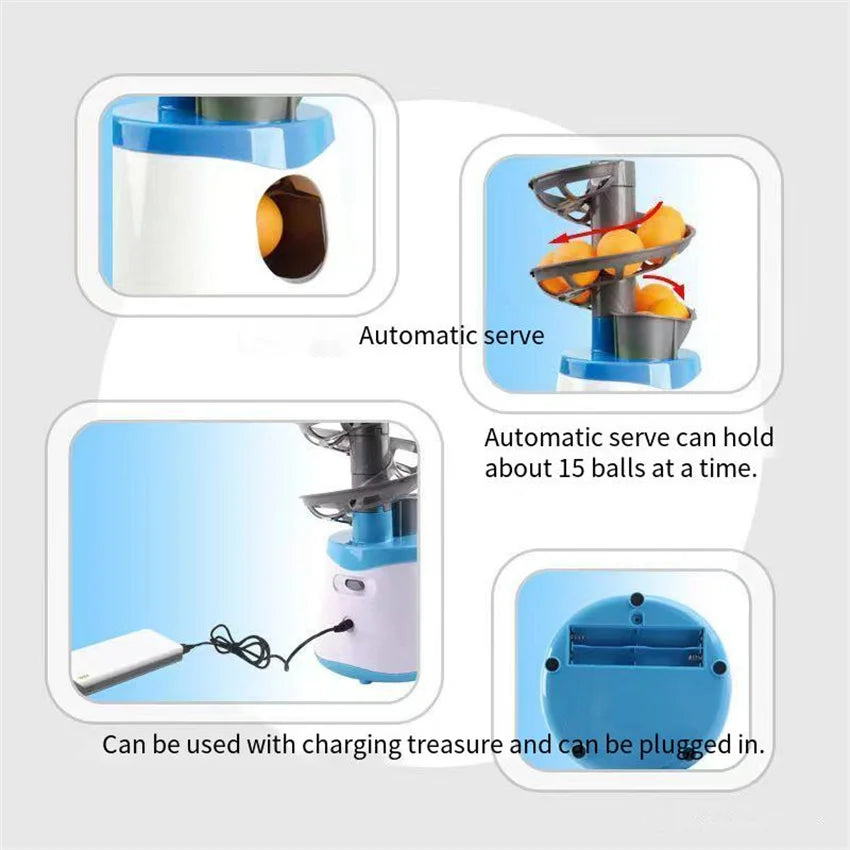 Dual-Power Portable Table Tennis Robot - Professional Ping Pong Ball Pitching Machine for Training