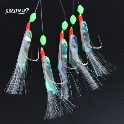 Soft Silverskin Fishing Lure Set 5pcs Multi-Color Imitation Fish Shrimp Bait with Crystal Barbed Hook