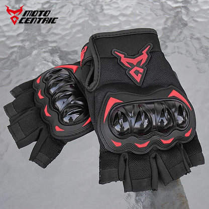 MOTOCENTRIC Half Finger Motorcycle Gloves - Breathable Summer Riding Gloves with Anti-Fall Palm Guard for ATV MTB Cycling