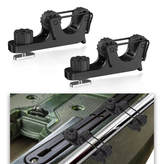 Kayak Paddle Holder Set - 2 Piece Track Mount Accessories for Standard Kayak Oars and Fishing Rails