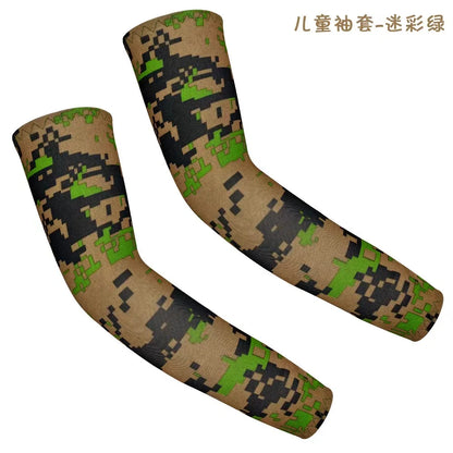 Kids UV Protection Arm Sleeves - Ice Silk Cooling Compression Sleeves for Boys & Girls Outdoor Sports (1 Pair)