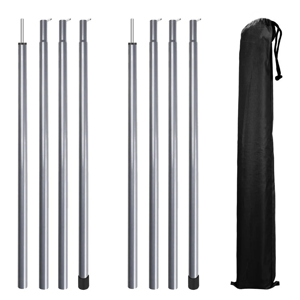 Adjustable Telescopic Tent Poles - Set of 2 Universal Aluminum Camping Awning Poles for Tarp, Sun Sail & Shelter Accessories