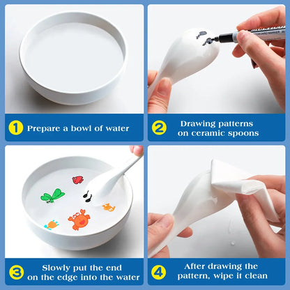 Magical Ink Pens With Spoon - Water Floating Pen Set For Kids