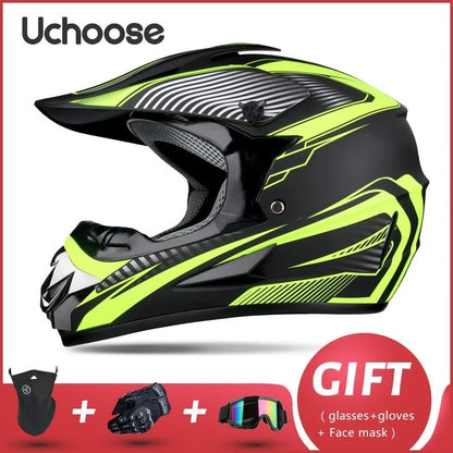 DOT Certified Professional Off-Road Motorcycle Helmet - Adults & Children - Downhill Racing Motor Helmet with Free Gift