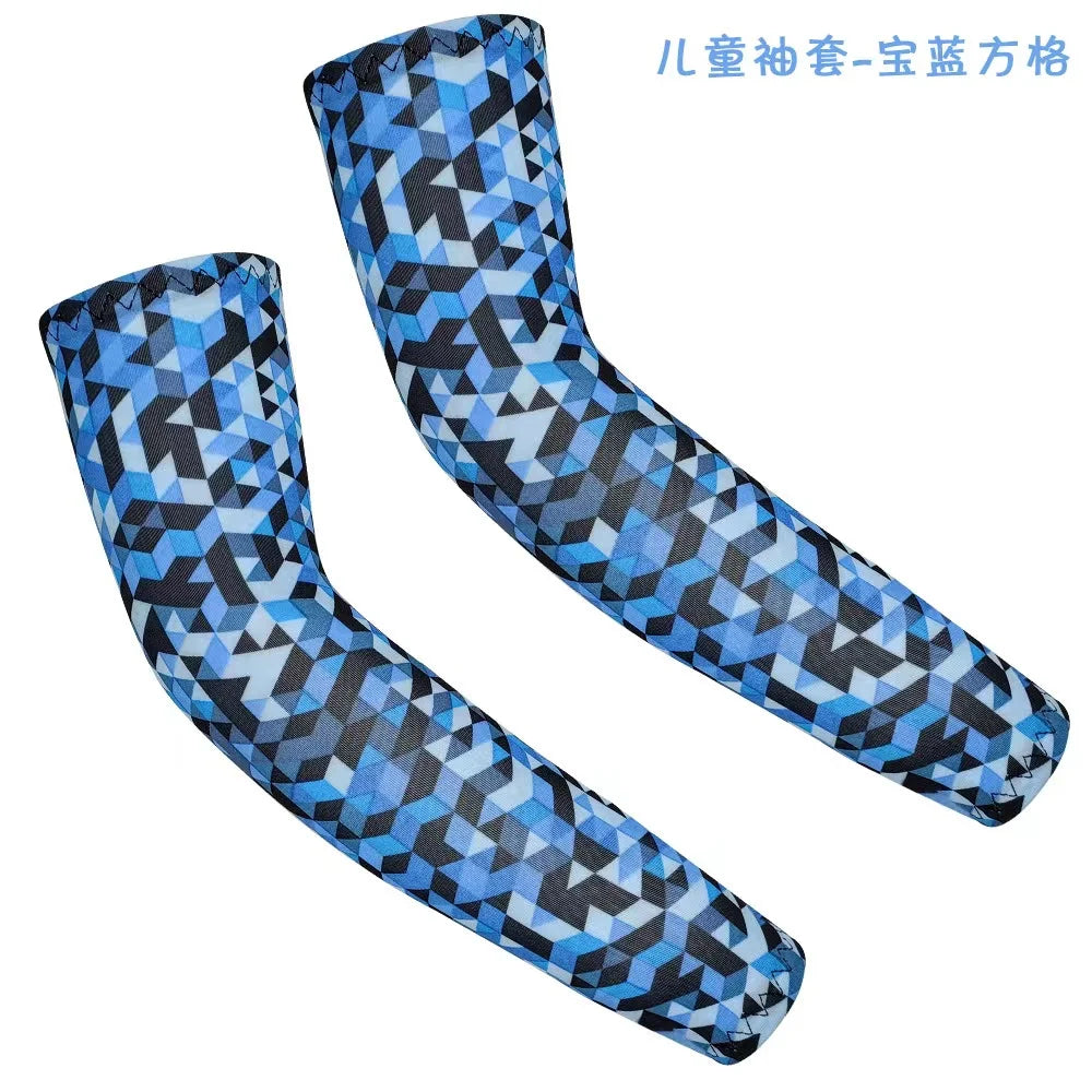 Kids UV Protection Arm Sleeves - Ice Silk Cooling Compression Sleeves for Boys & Girls Outdoor Sports (1 Pair)