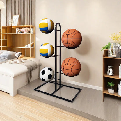 Carbon Steel Basketball Storage Rack - Multi-Layer Ball Organizer Stand for Basketball, Football, Volleyball (Home & School)