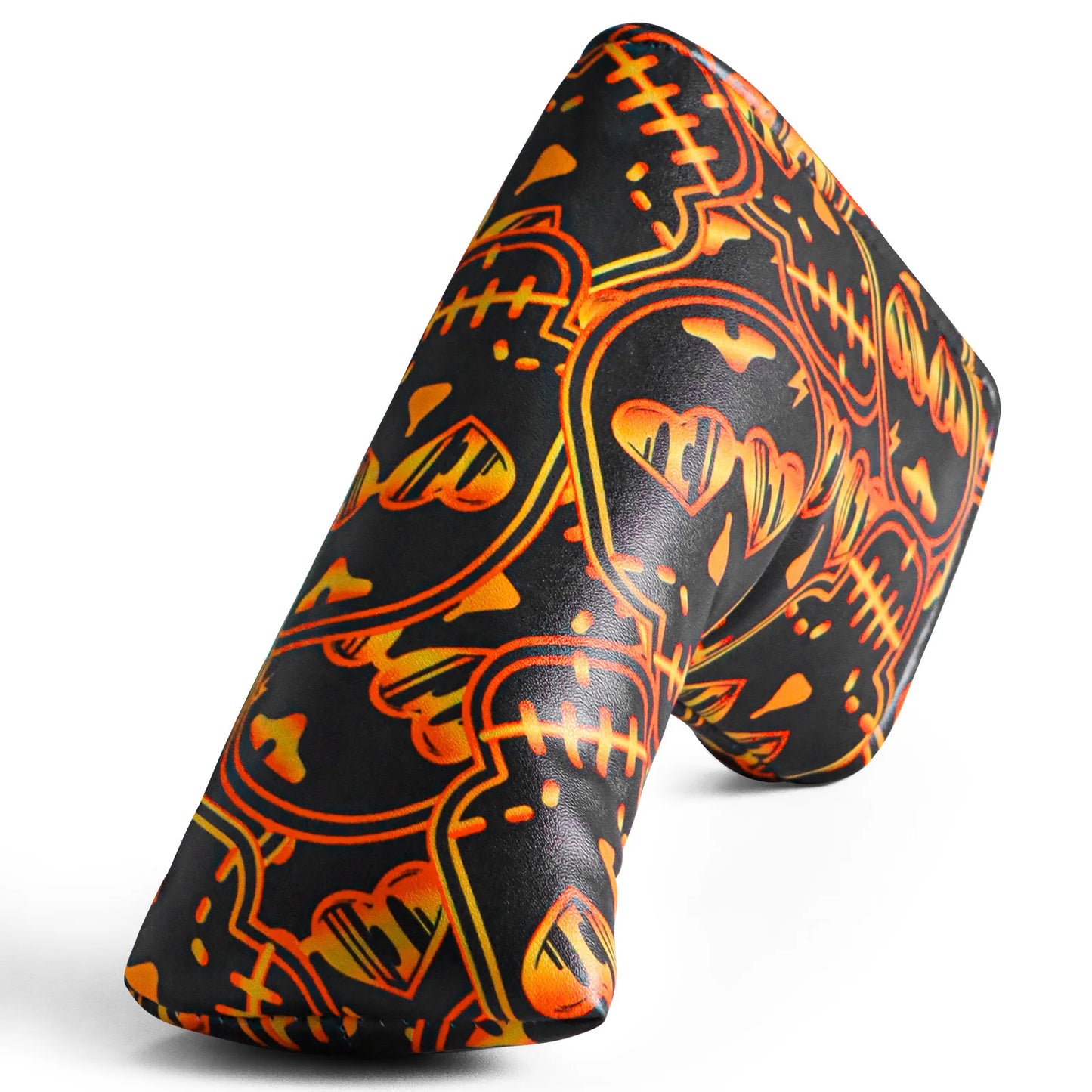 Golf Putter Head Cover - PU Leather Blade Club Protector in Black & White, Universal Fit for Men & Women