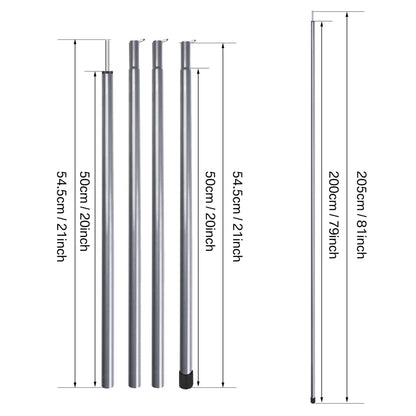 Adjustable Telescopic Tent Poles - Set of 2 Universal Aluminum Camping Awning Poles for Tarp, Sun Sail & Shelter Accessories