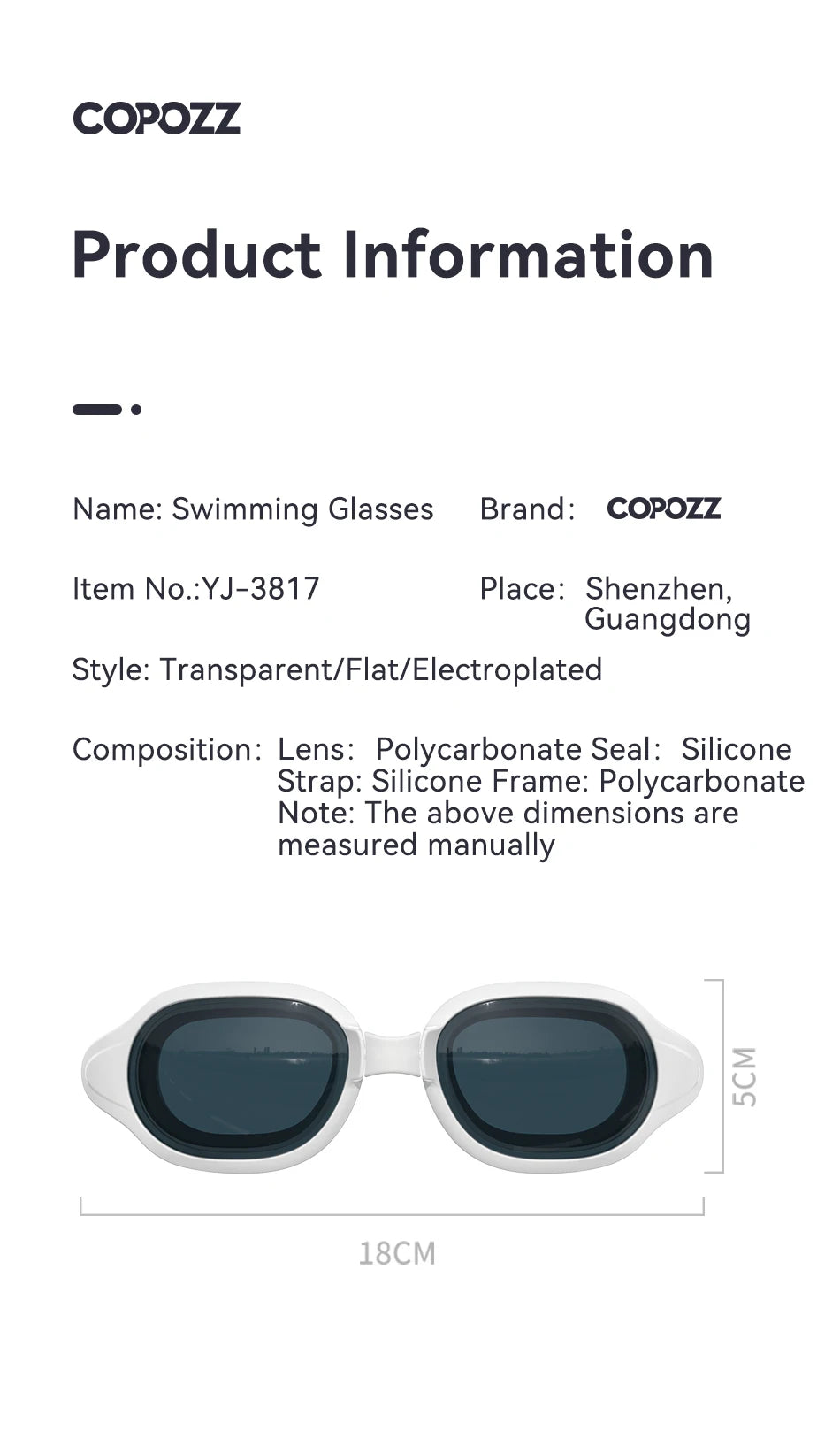 Prescription Swimming Goggles with Anti-Fog UV Protection - Myopia Diopter Swim Eyewear