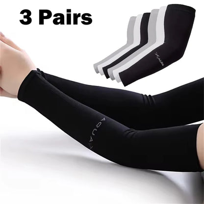 UV Protection Ice Silk Arm Sleeves - Men's Cooling Sports Arm Covers for Cycling, Running & Outdoor Fitness