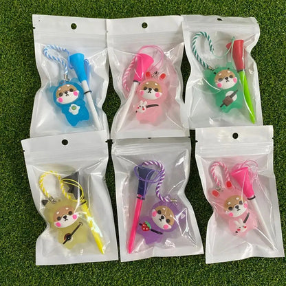 Cartoon Golf Tee with Flashing Ball Marker - Rubber Golf Accessory