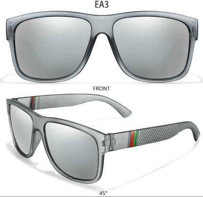 Men's Vintage Large Frame Square Polarized Sunglasses - UV400 Protection for Fishing, Driving, Cycling & Running