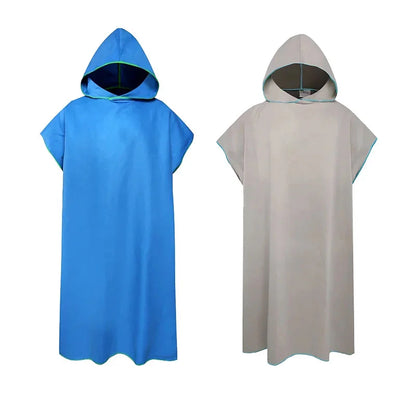 Quick Dry Microfiber Hooded Changing Robe - Beach Towel Poncho for Swimming, Travel & Sauna (Men & Women)