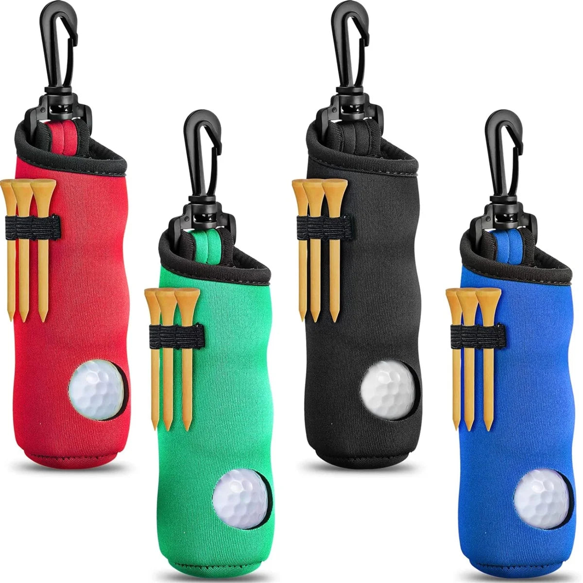 Golf Ball Holder Keychain with Belt Clip - Portable Tee Pouch Carry Bag for Golfers