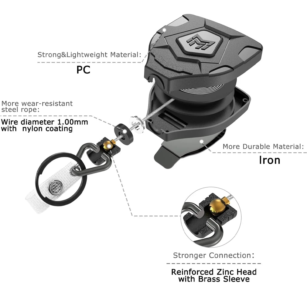 Heavy Duty Retractable ID Badge Reel with Belt Clip - 2 Pack | 31.5" Steel Cord Key Chain Holder