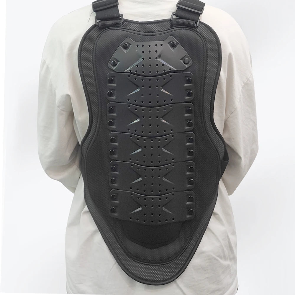 Motorcycle Body Armor Vest - PE Shell Chest & Back Protector with Reflective Tape for Motocross, Skiing & Skating
