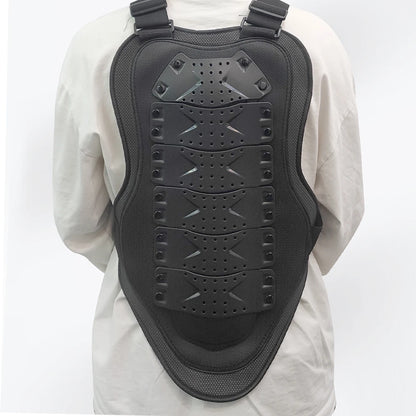 Motorcycle Body Armor Vest - PE Shell Chest & Back Protector with Reflective Tape for Motocross, Skiing & Skating