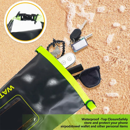 Waterproof PVC Outdoor Dry Bag - 5L & 2L Capacity - Multi-Sport Floating Bag for Swimming, Diving, Kayaking, Rafting & Beach Activities - Crossbody Shoulder Travel Bag for Surfing