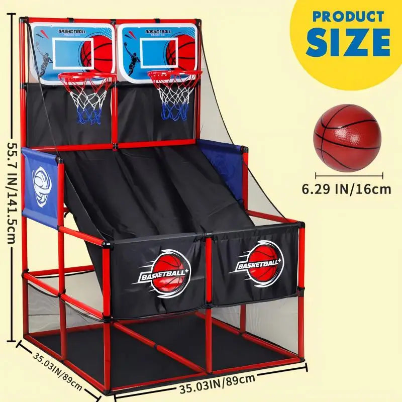 Indoor/Outdoor Arcade Basketball Game Set - Complete with Hoop and Balls for Kids Competition